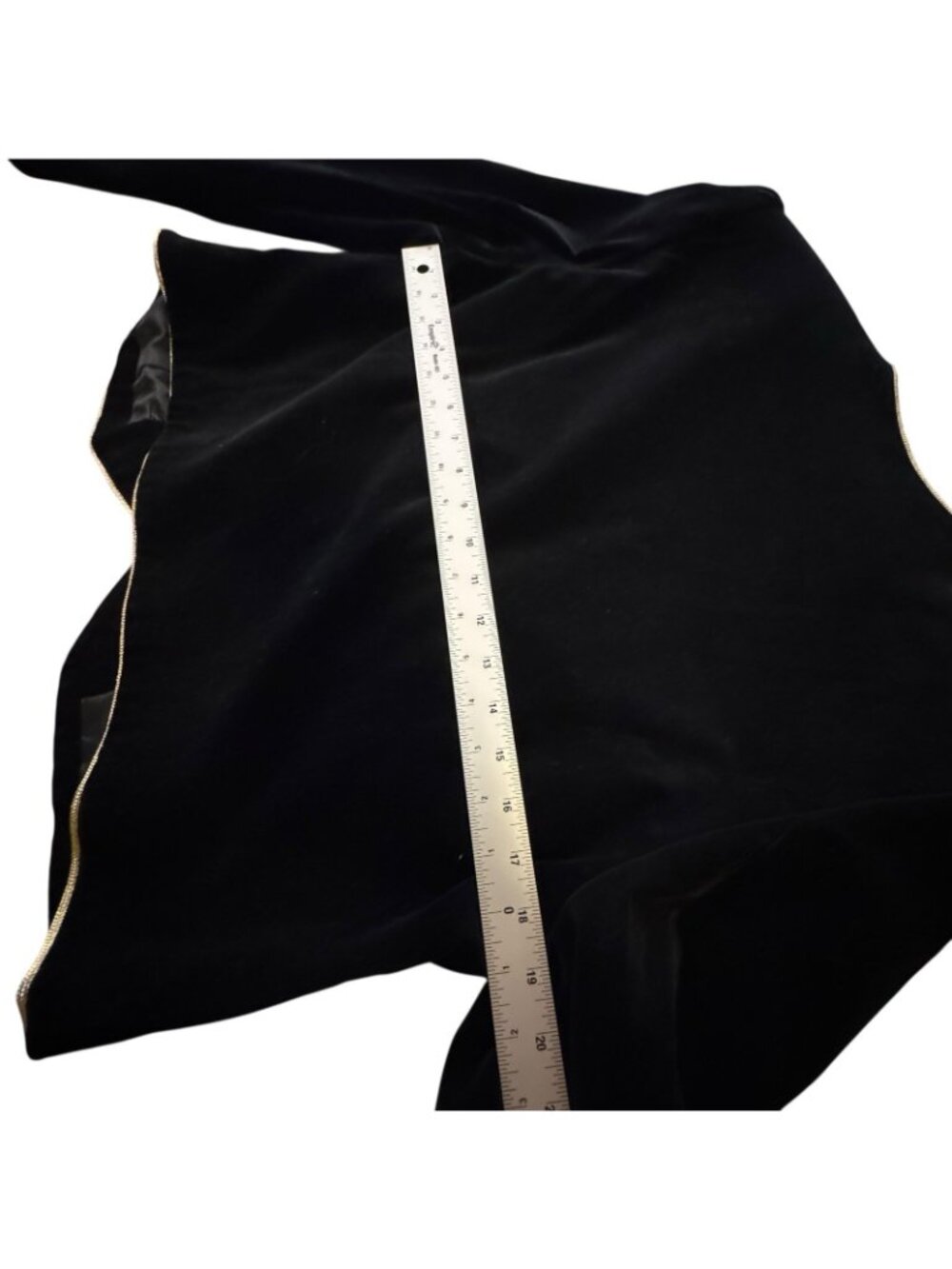 Black Velvet Bolero Jacket Women's Size 14 Gold Piping Lined Buttons Vintage 90s - Picture 13 of 15